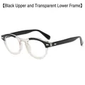 Retro round full frame glasses with black and transparent two-tone finish for prescription - Black Gradient Transparent
