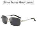 Gafas de sol polarizadas clásicas con montura plateada y lentes grises para actividades al aire libre - Talla Única (D07 Z-4) / Montura Plateada Lente Gris