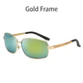 Gafas de sol polarizadas para hombre con montura dorada y lentes de espejo amarillo-verde - Talla Única (D07 Z-4) / Montura Dorada Lentes Degradadas Amarillas