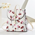 Detail of white leather backpack with cherry print and golden horsebit hardware - Off-white