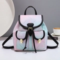 Mini mochila degradada rosa y verde menta con flores de cerezo y herrajes dorados - Negro