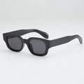 Modische Herren-Sonnenbrille mit dickem schwarzem Rahmen und polarisierten Gläsern im Retrostil - Glänzend Schwarz Graue Gläser
