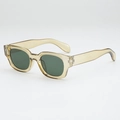 Lunettes de soleil rétro à monture épaisse champagne et verres vert foncé - Monture Jaune Transparent Verres Verts