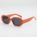 Lunettes de soleil polygonales orange rétro avec verres noirs et rivets chic - Monture Orange Verres Gris