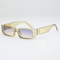 Retro rectangle sunglasses with champagne frame and blue-pink gradient lenses - UV400 Protection / Champagne Frame Grey/Tea Gradient