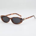 Retro ovale Sonnenbrille mit Schildpattrahmen und goldenen quadratischen Metalldetails - Schildpatt-Rahmen Graue Gläser