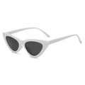 Chic cat eye fashion sunglasses for women with white glossy frames and dark lenses - White Frame Gray Lens (C6)