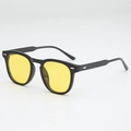 Fashionable retro round sunglasses with black frame and yellow lenses for men and women - Black Frame Yellow Lens