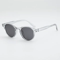 Lunettes de soleil ovales rétro à monture transparente et verres gris foncé - Protection UV400 / Monture grise translucide Verres gris