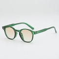 Lunettes de soleil ovales rétro avec monture verte translucide et verres dégradés - Protection UV400 / Monture Verte Double Verre Thé