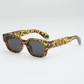 Retro Hip-Hop Sonnenbrille mit Rahmen im Leopardenmuster und dunklen Gläsern - Schildpatt-Rahmen Graue Gläser