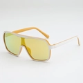 Futuristic oversized white and yellow shield sunglasses with bright yellow mirrored lenses - Orange White Frame Red Mirror Lens