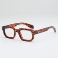 Classic tortoise shell thick-frame hexagonal glasses with decorative metal rivets on sides - Tortoise Frame
