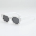Lunettes de soleil à monture blanche épaisse et verres gris foncé, forme carrée-ronde - Blanc Uni Lentille Grise