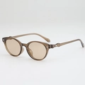 Retro ovale sonnenbrille in teebraun mit transparentem rahmen und silbernen nieten - Sonnenbrille / Transparenter Tee-Rahmen Tee-Gläser