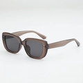 Square brown translucent sunglasses with grey lenses and silver stud details - Tea Frame Grey Lens