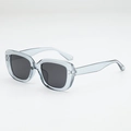 Square fashion sunglasses with transparent blue frame and gray lenses for men and women - Translucent Grey Frame Grey Lens