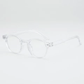 Lunettes de soleil rondes transparentes rétro avec charnières en métal argenté et clous - Protection UV400 / Transparent Simple