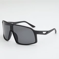 Matte black cycling sunglasses with gray shield lens for outdoor sports and racing - Black Frame Grey Lens