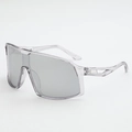 Gafas de sol de ciclismo transparentes con lentes grises y diseño de patillas huecas - Montura Gris Transparente Lentes Espejo Plata