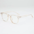 Vintage round transparent frame sunglasses with silver hinge detail for men and women - Transparent Tea Frame Clear Lens