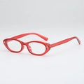 Gafas de ojo de gato rojas con montura pequeña irregular y adornos metálicos laterales - Montura Roja Translúcida Lente Transparente