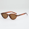 Oval tortoiseshell sunglasses with brown lenses and silver rivets for a retro look - Tortoise Shell Frame