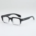 Retro square glasses frame with black to transparent gradient and metal studs - Black to Transparent Gradient