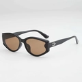Occhiali da sole cat-eye retrò con montatura nera spessa e lenti marroni stile alla moda - Montatura Nera Lenti Tè