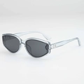 Trendy cat-eye sunglasses with light blue translucent frames and dark gray lenses - Translucent Grey Frame Grey Lens