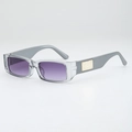 Rectangle sunglasses featuring transparent grey frames and purple gradient lenses - UV400 Protection / Translucent Grey Frame Grey Temples