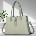 Borsa tote in pelle verde con trama intrecciata e manici superiori per donna - Verde