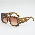 Vintage oversized square sunglasses featuring tortoise shell frames and hollow temples - Tortoise Frame Tan Gradient Lens