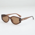 Cat eye sunglasses in brown transparent frame with silver metal accents, model CY8884 - Transparent Tea Frame Tea Lens