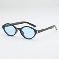Retro vierkante zwarte zonnebril met lichtblauwe glazen en zilveren details - Zwart Frame Blauwe Lenzen