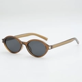 Retro square tea-colored sunglasses with transparent frame and dark grey polarized lenses - Tea Frame Grey Lens