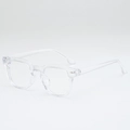 Classic clear square sunglasses with transparent frames and silver metal rivets - Transparent Frame Clear Lens