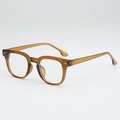 Classic retro square sunglasses in transparent amber brown frame for men and women - Translucent Tea Frame Clear Lens