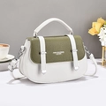Borsa a tracolla in pelle grana litchi con design color-block bianco e verde - Verde