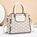 Borsa da donna crema con stampe vintage marroni e tracolla regolabile - Bianco Sporco