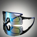 Outdoor Sport-Sonnenbrille mit blau-grünen Gläsern und schwarzem Rahmen für Radsport - Schwarzer Rahmen Blauer Spiegel Blaue Beine