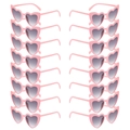 Bulk set of 16 pink heart-shaped party sunglasses with dark lenses for fashion events - Pink Frame Gradient Gray Lens