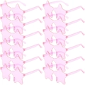Lot de 14 lunettes de soleil sans monture en forme d'étoile rose translucide pour les fêtes - Rose / 12 Paires