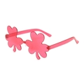 Gafas de fiesta translúcidas rosas con forma de trébol y diseño minimalista sin montura - Rosa Roja