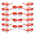 Set of 16 heart-shaped rimless sunglasses in gradient red and blue jelly colors for party - Red & Blue
