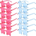 Set di 12 occhiali da sole a stella senza montatura in rosa e blu per feste e party - Rosa Scuro 6 + Blu Chiaro 6 / 12 Paia