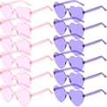 Set de 12 gafas de sol sin montura con forma de corazón en rosa y violeta para fiesta - Mezcla de Rosa y Púrpura (12 Pares)