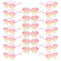 Bulk set of 24 heart-shaped rimless sunglasses with pink and yellow gradient lenses - Pink Yellow