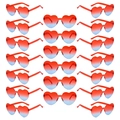 22 pairs of heart-shaped rimless sunglasses with red-blue gradient lenses in a bulk set - Red & Blue