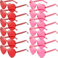 Lot de 12 lunettes de soleil sans monture en forme de cœur rouge et rose pour la fête - Mélange Rouge et Rose Rouge (12 Paires)